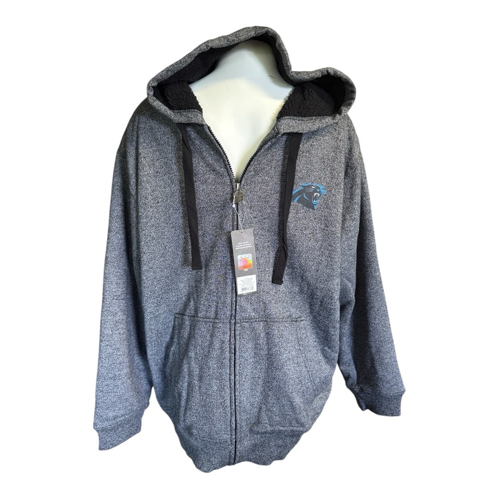 NFL Carolina Panthers Officially Licensed Women's Full Zip Sherpa Lined Hoodie